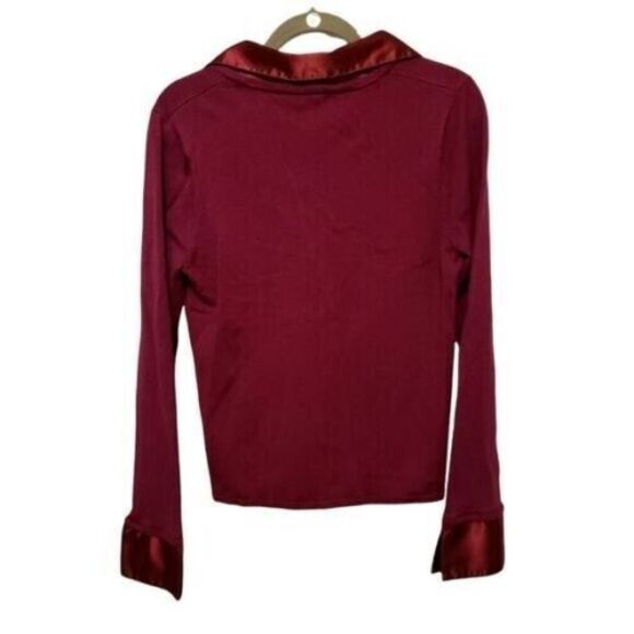 Apt. 9 Womens Sz L Purple Solid Long Sleeve Collared Blouse Shirt - Picture 9 of 9